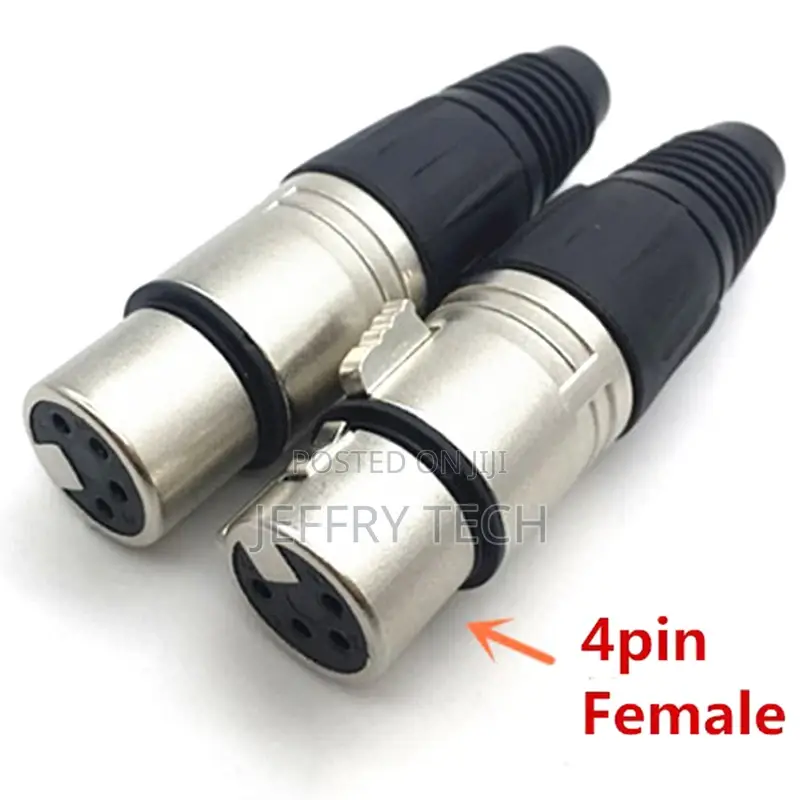 Nickel-Plated 4-Pin Canon Plug Socket Male/Female Microphon