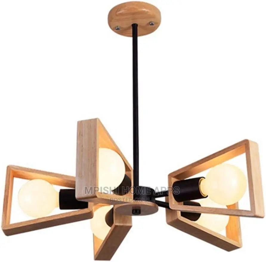 Wood Pendant Light E27×5