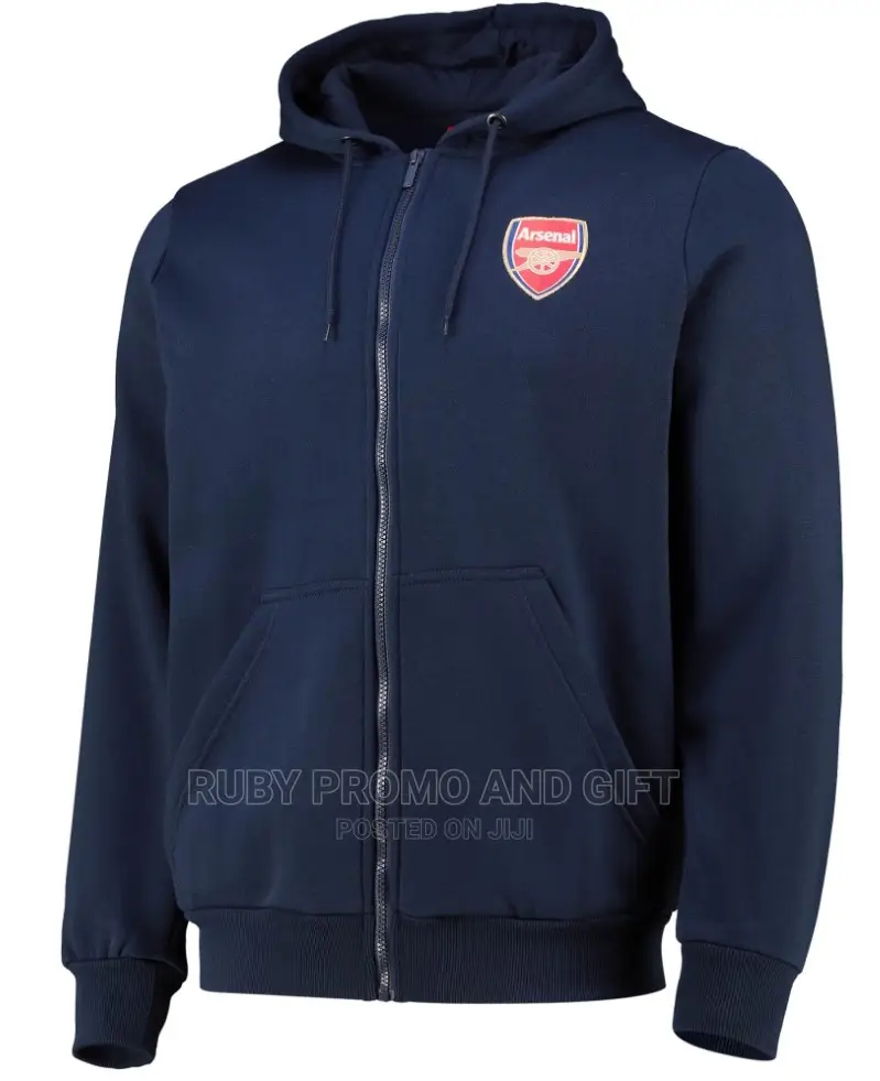 Navy Blue Full Zip Arsenal Football Club Hoodie