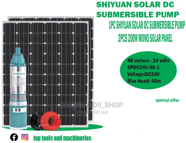 40mtrs Shiyuan Solar DC Submersible Pump Kit