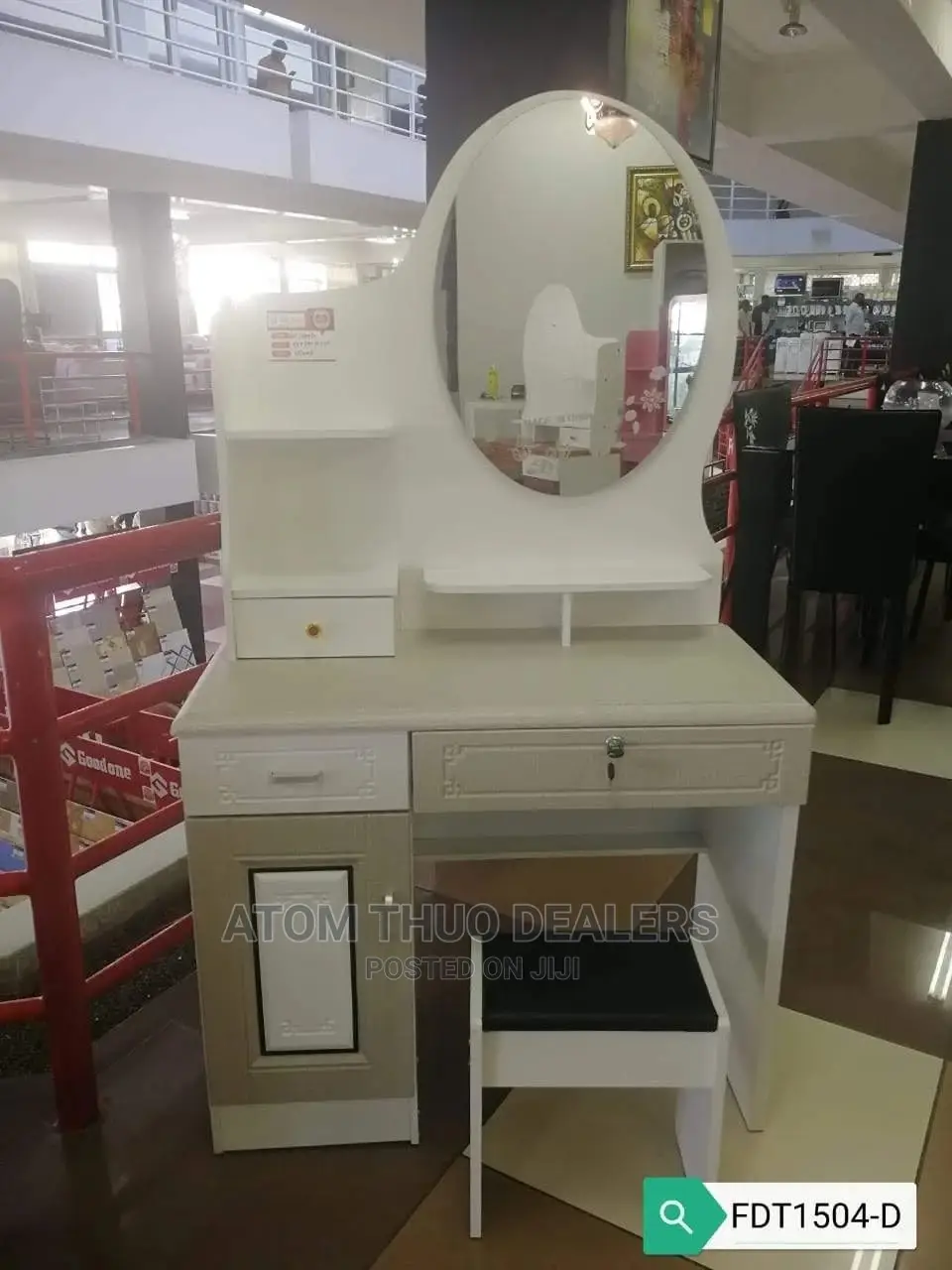 White Wooden Dressing Table With Lock