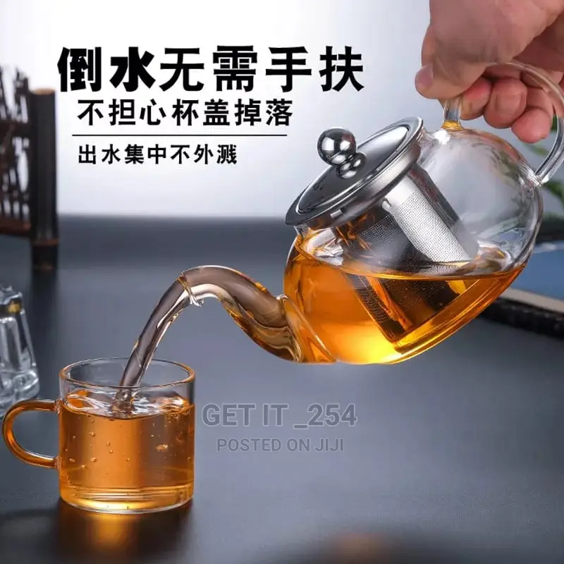 High Borosilicate Glass Tea/Coffee Pot With Stainless Steel