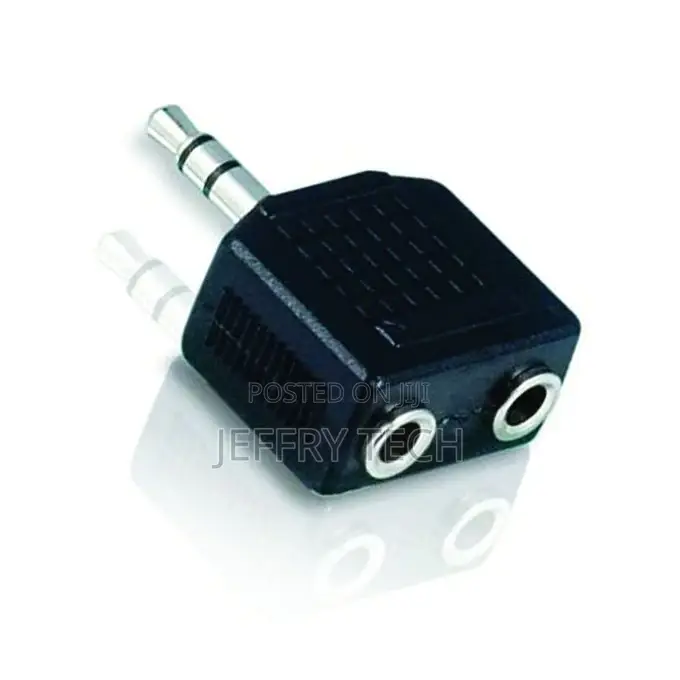 Golden 3.5mm Jack Plug to Double 3.5mm PC Speaker Adapter