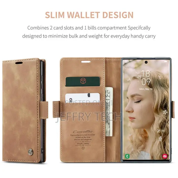 Caseme Samsung Galaxy S23 Ultra Wallet Retro Leather Case Br