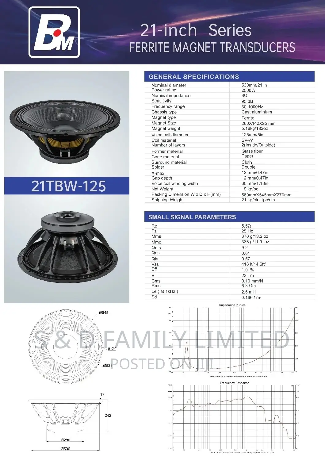 BM 21 Inches Subwoffer Bass Speakers