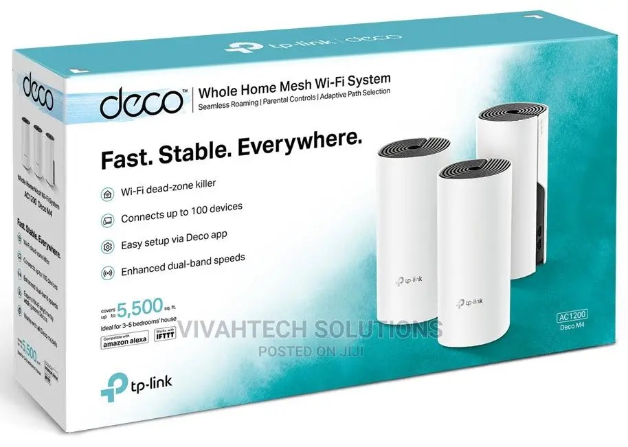Tp-Link Deco M4 Ac1200 Whole Home Mesh Wi-Fi System (3 Pack)