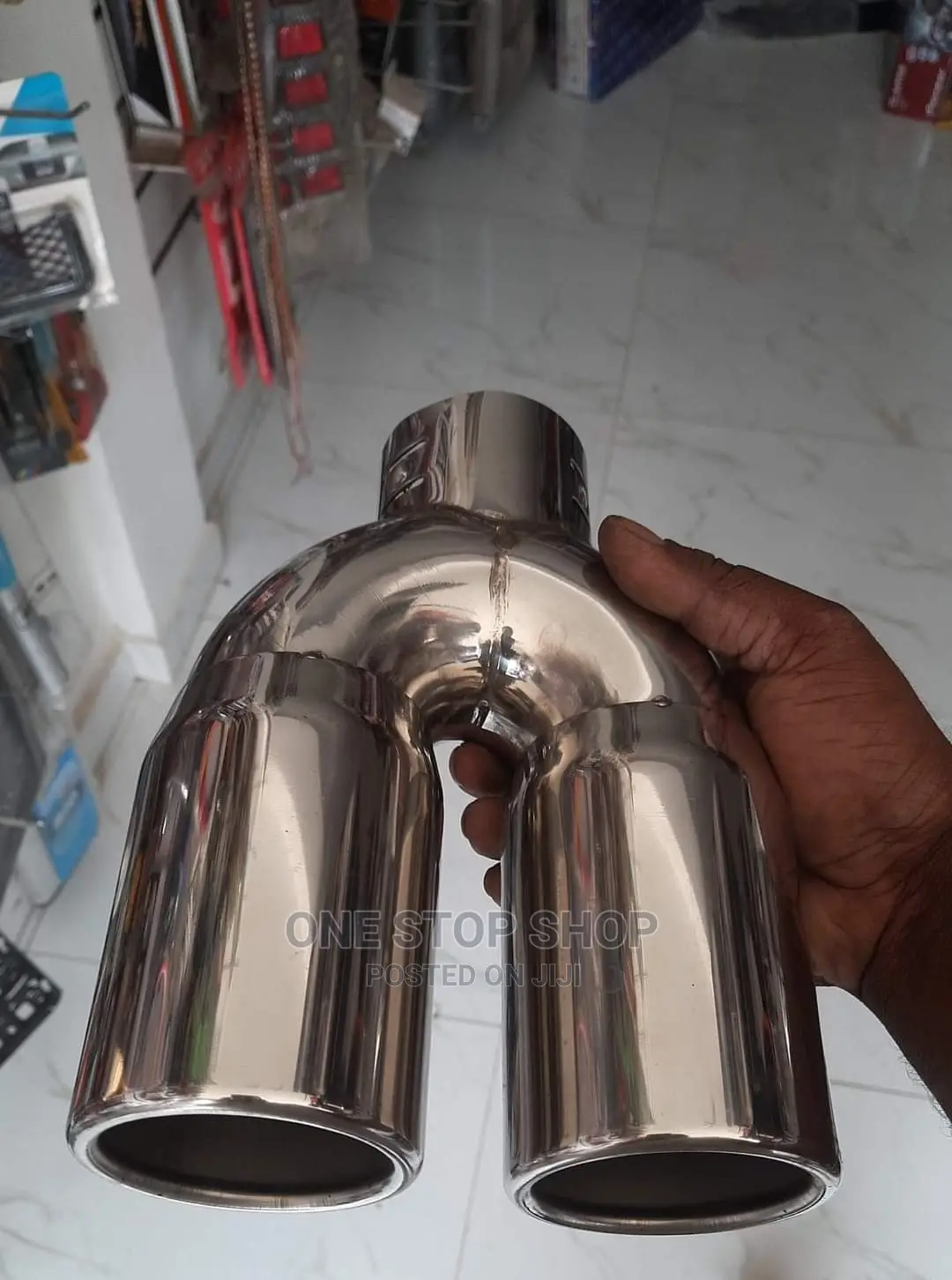 Universal Adjustable Chrome Double Exhaust End Tip