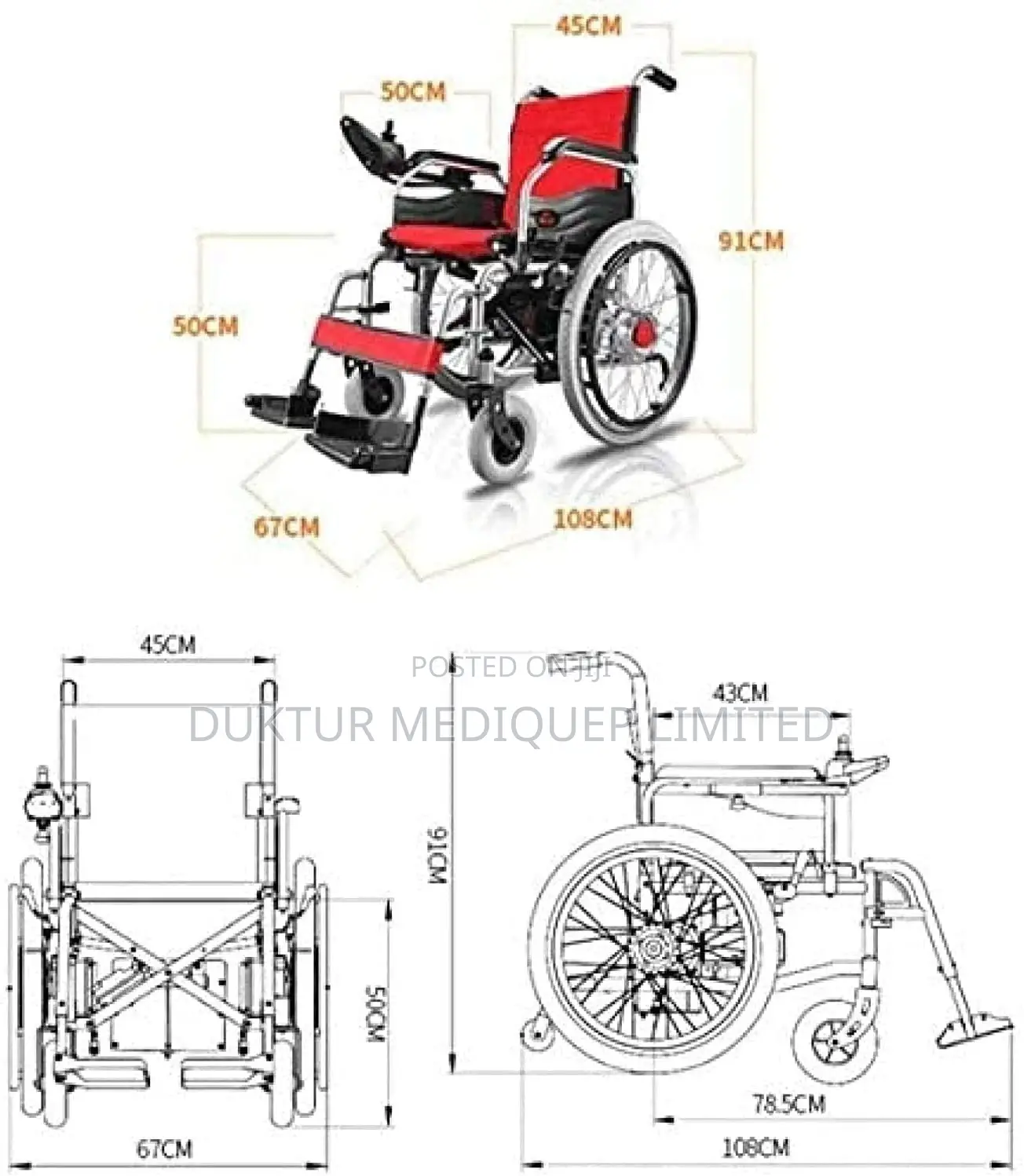 Electric Wheelchair Convertible To Manual Max Weight 120kg
