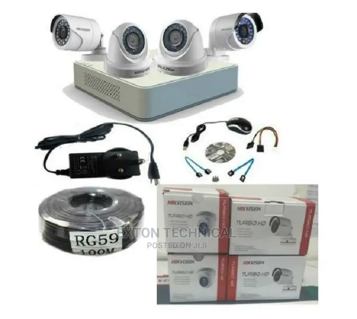 Hikvision 4 CCTV CAMERA FULL Kit (100m Motion +Night Vision)