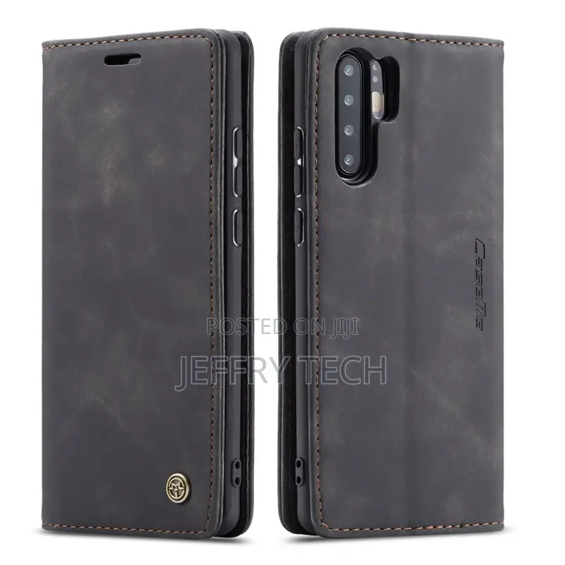 Huawei P30 Pro Retro Flip Leather Wallet Case Black