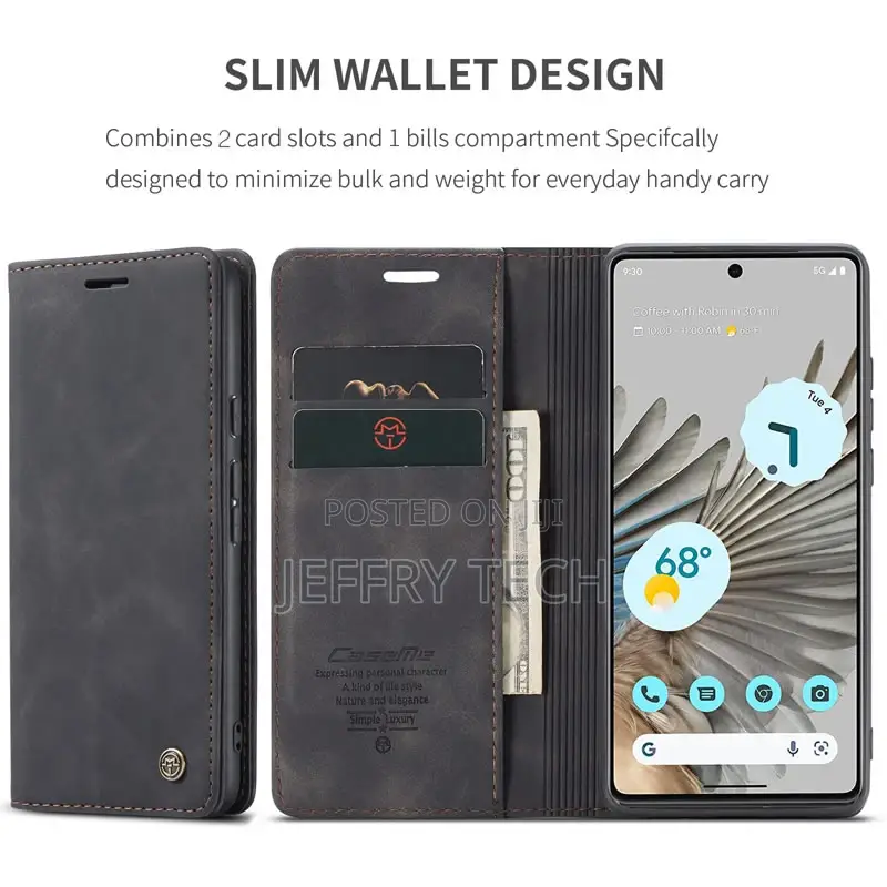 Google Pixel 7 Pro Retro Flip Leather Wallet Case Black