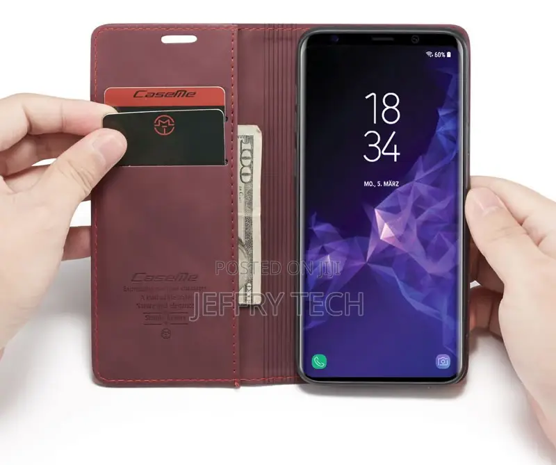 Samsung Galaxy S9 Plus Retro Matte Soft Flip Leather Red