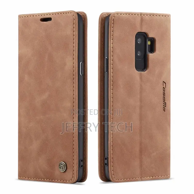Samsung Galaxy S9 Plus Matte Soft Flip Leather Wallet Brown