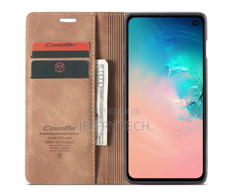 Samsung Galaxy S10e Retro Flip Leather Wallet Case Brown