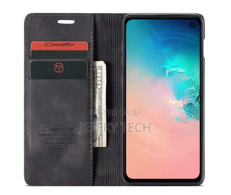 Samsung Galaxy S10e Retro Flip Leather Wallet Case Black