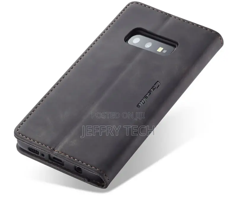 Samsung Galaxy S10e Retro Flip Leather Wallet Case Black