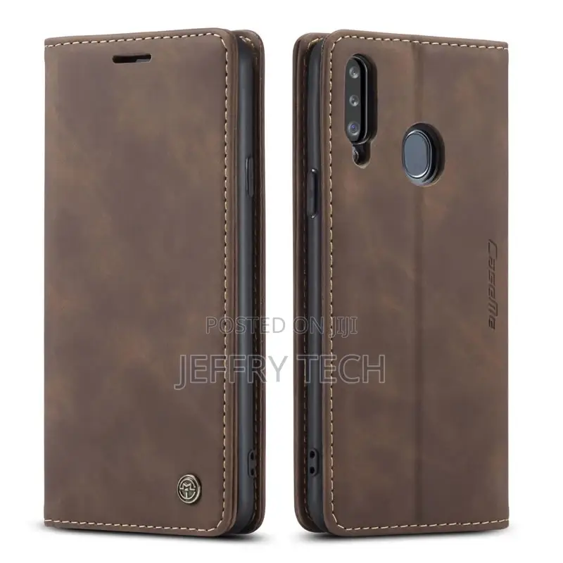 Samsung Galaxy A20S Anti-Fall Retro Leather Wallet Coffee