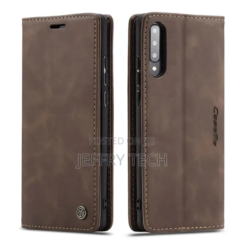 Galaxy A30S Anti-Fall Retro Leather Wallet Case Coffee
