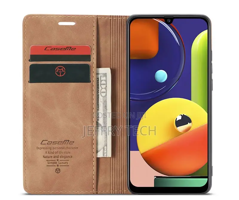 Galaxy A30S Anti-Fall Retro Leather Wallet Case Brown Samsun