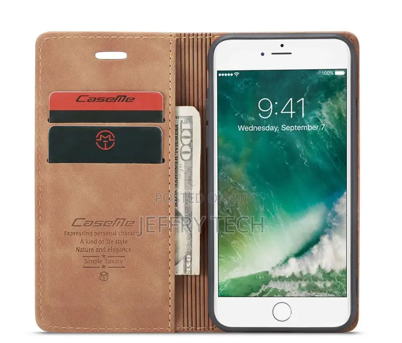 iPhone 8 Retro Matte Soft Flip Leather Wallet Case Brown