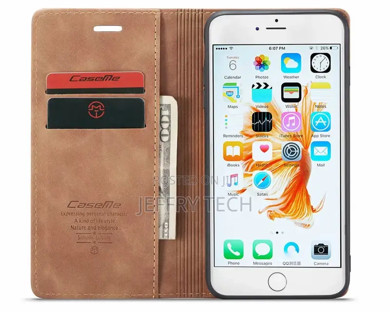iPhone 6S Plus/6 Plus Anti-Fall Leather Wallet Case Brown