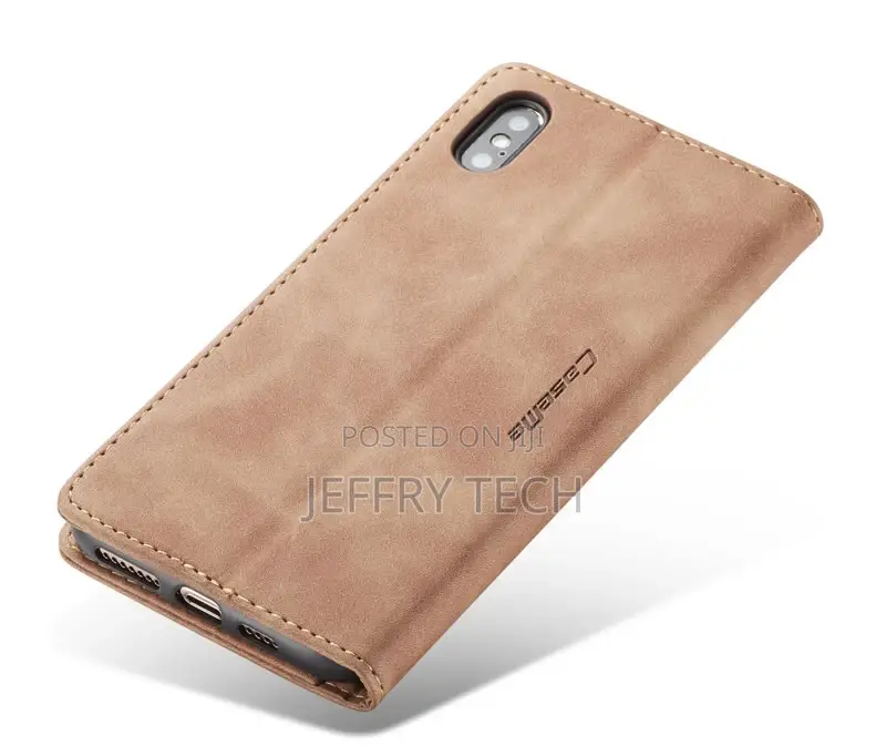 iPhone X Retro Matte Soft Flip Leather Wallet Case Brown