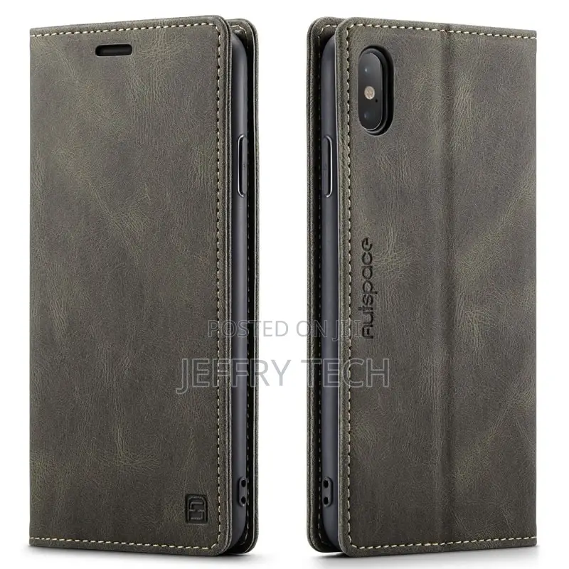 E iPhone XS Max RFID Blocking Retro Flip Leather Wallet Case