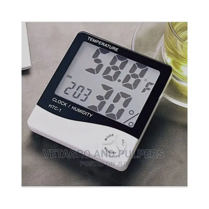 Electronic Digital Thermometer and Hygrometer With Clock