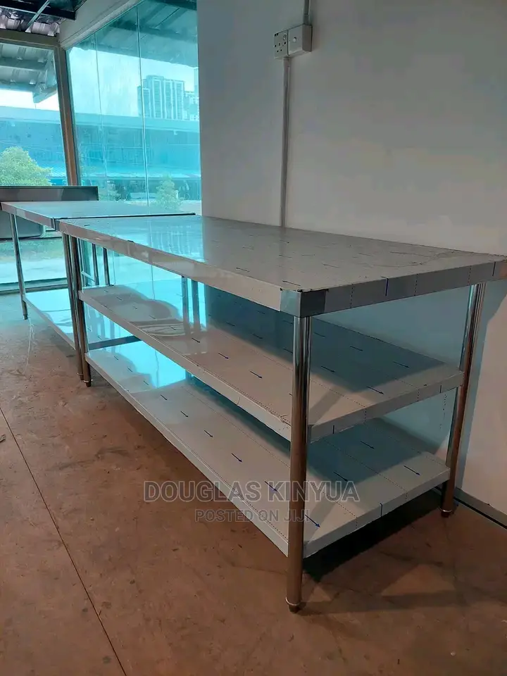 Stainless Steel Working Table"( Full Length With Shelves)".