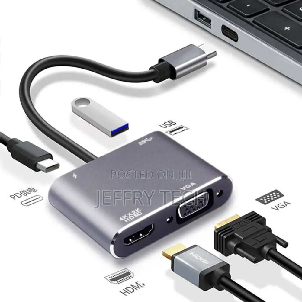 USB 3.1 Type C to HDMI VGA Adapter Cable Multiport Conver