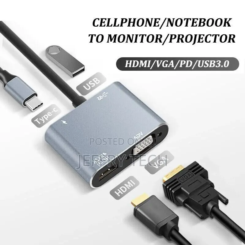 USB 3.1 Type C to HDMI VGA Adapter Cable Multiport Conver