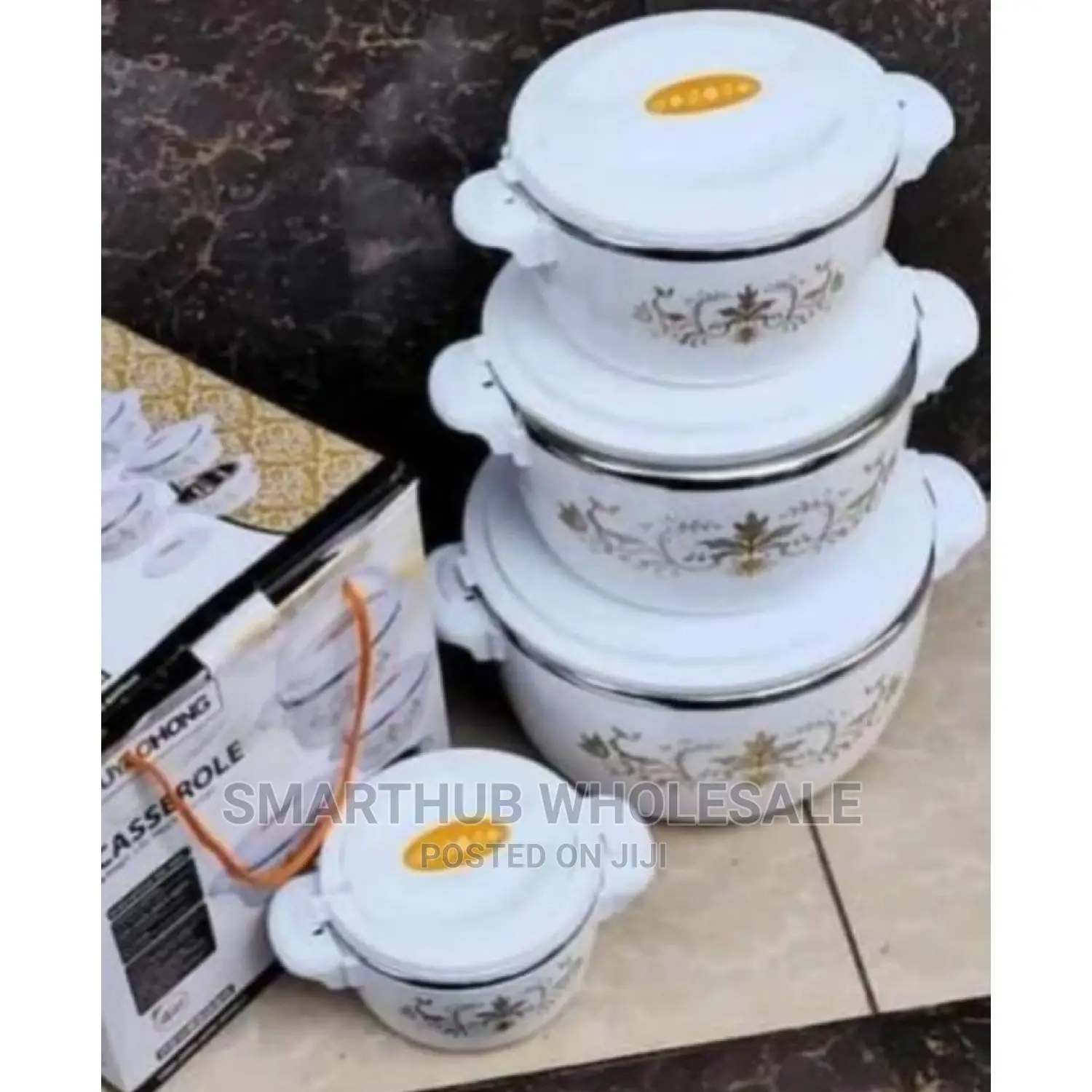 Set of 4 White Casserole Hotpots 