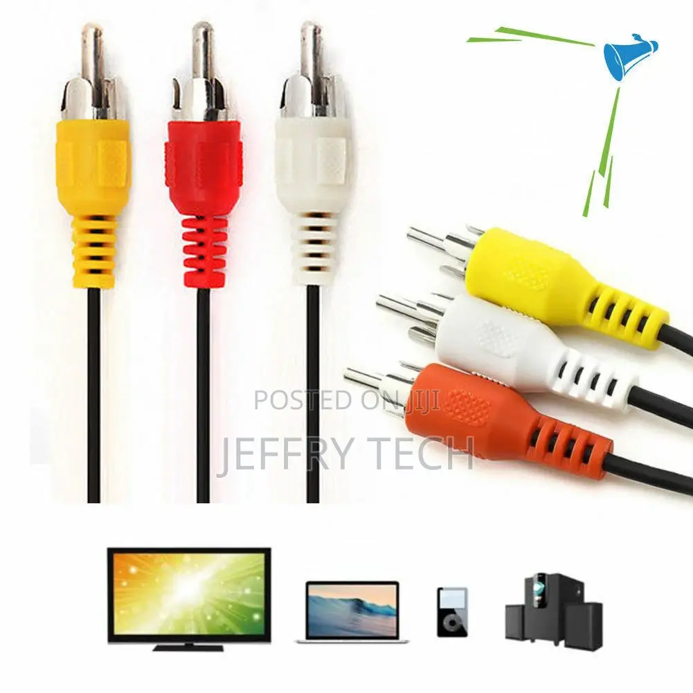 Premium 3 RCA to 3 RCA Male to Male Composite Audio Video AV
