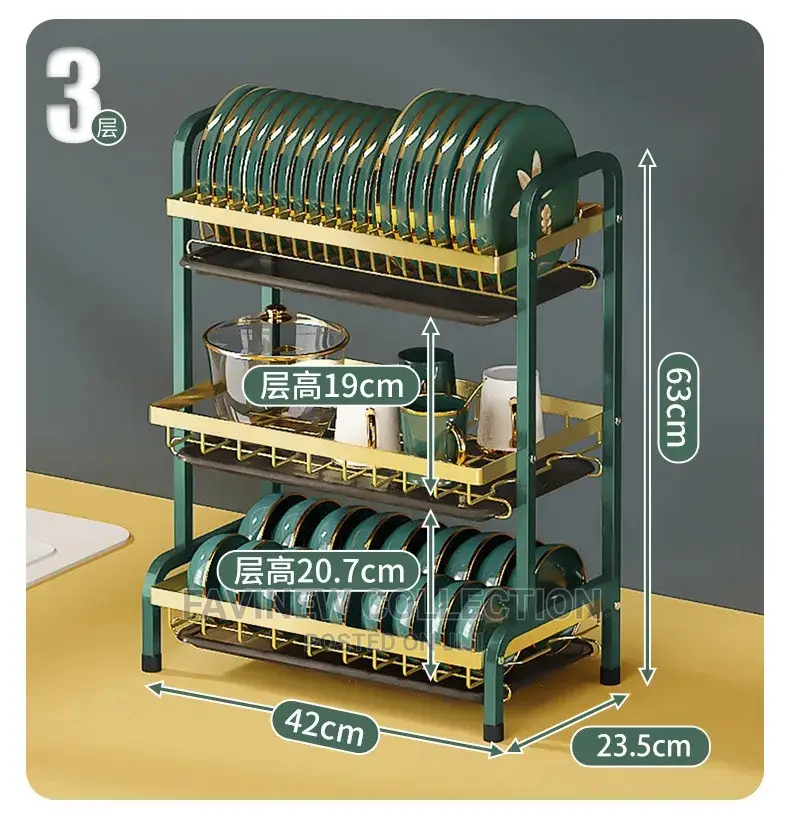 3 Tier Dish Rack With Cutlery Holder Chop Board Holder
