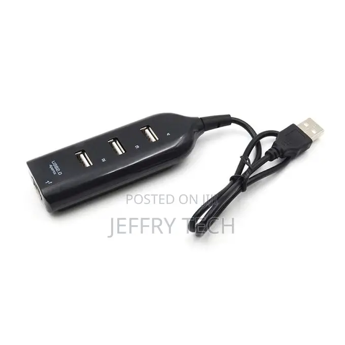4 Ports High Speed USB 2.0 Hub Extension Splitter-Black