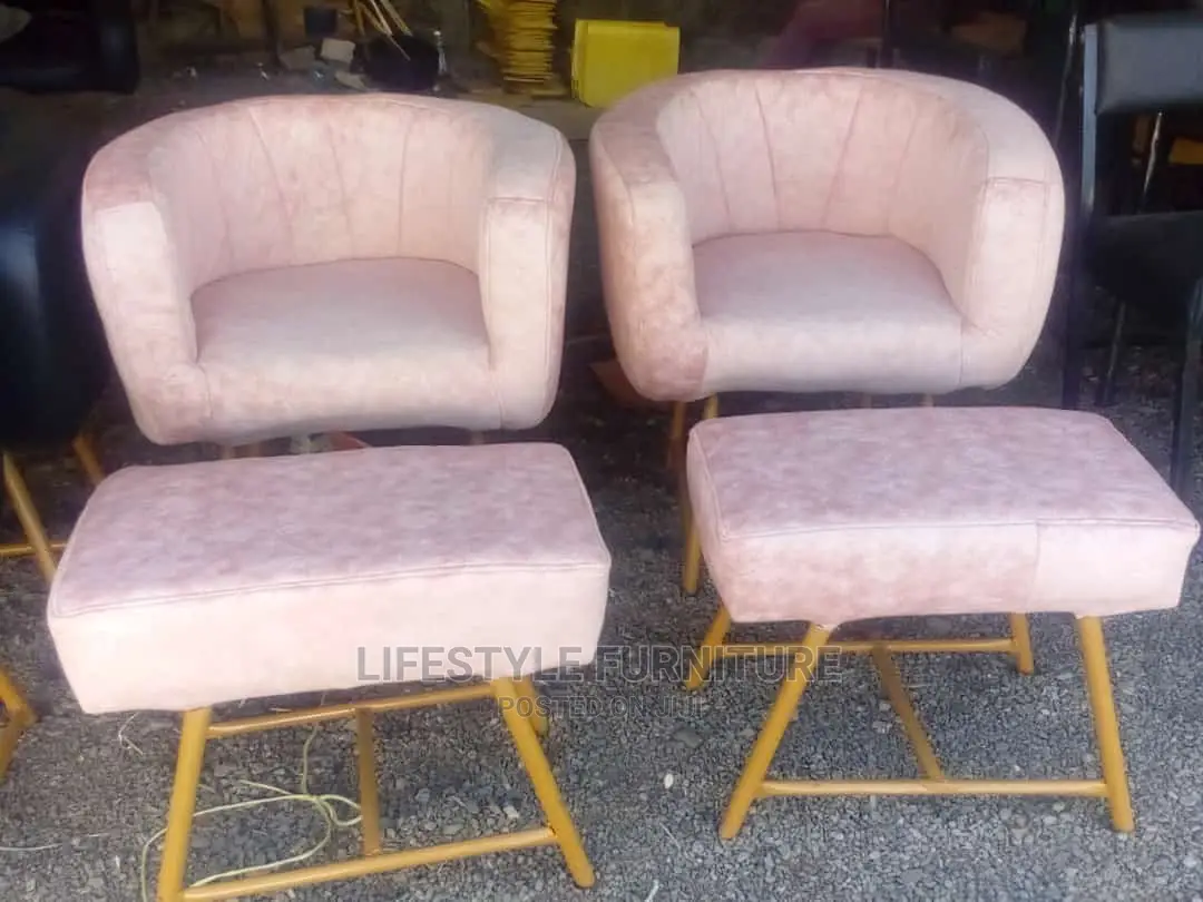 Pink Styling Chair With Stool