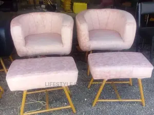 Pink Styling Chair With Stool