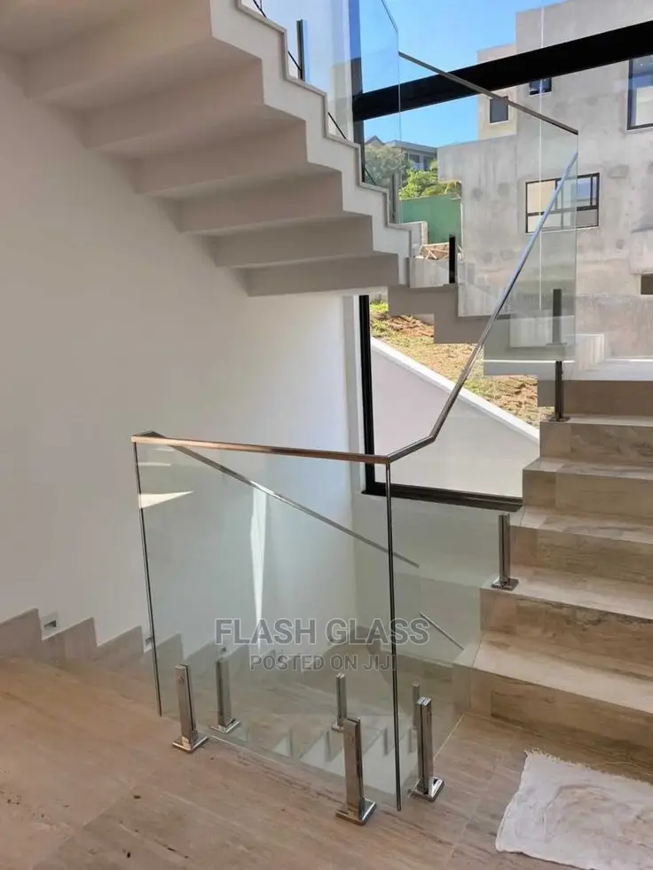 Stainless Steel and Glass Staircase