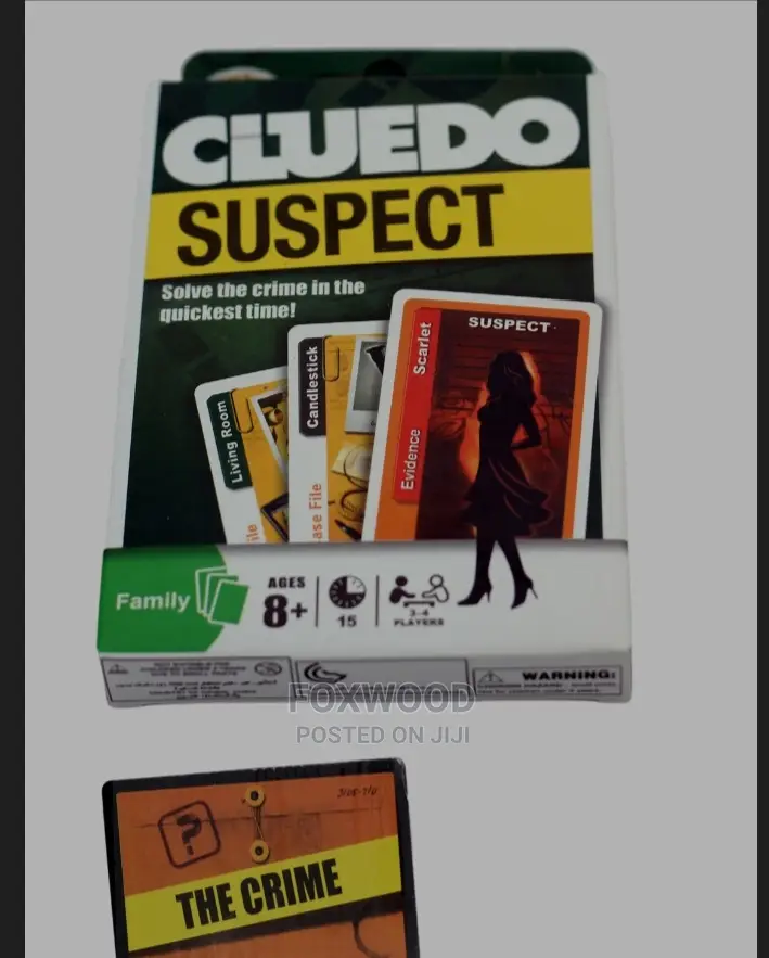 Fun Cluedo Suspect Game Card Board for Adult Family Party