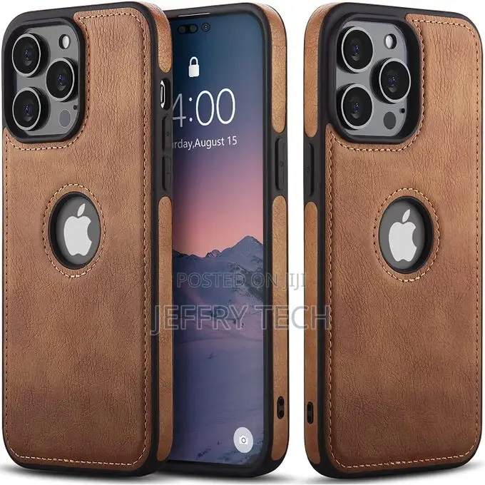 Leather Case Cover for iPhone 14 Max Brown