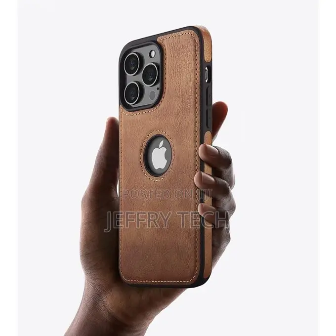 Leather Case Cover for iPhone 14 Max Brown