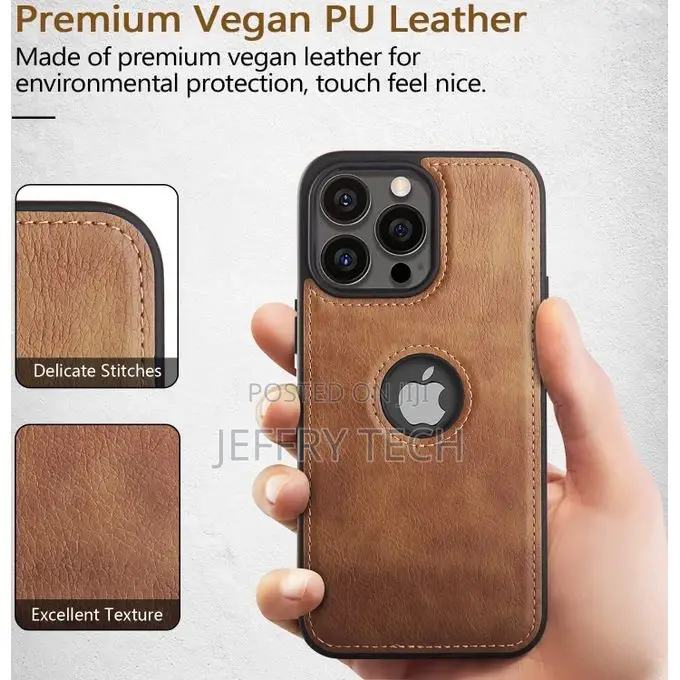 Leather Case Cover for iPhone 14 Max Brown