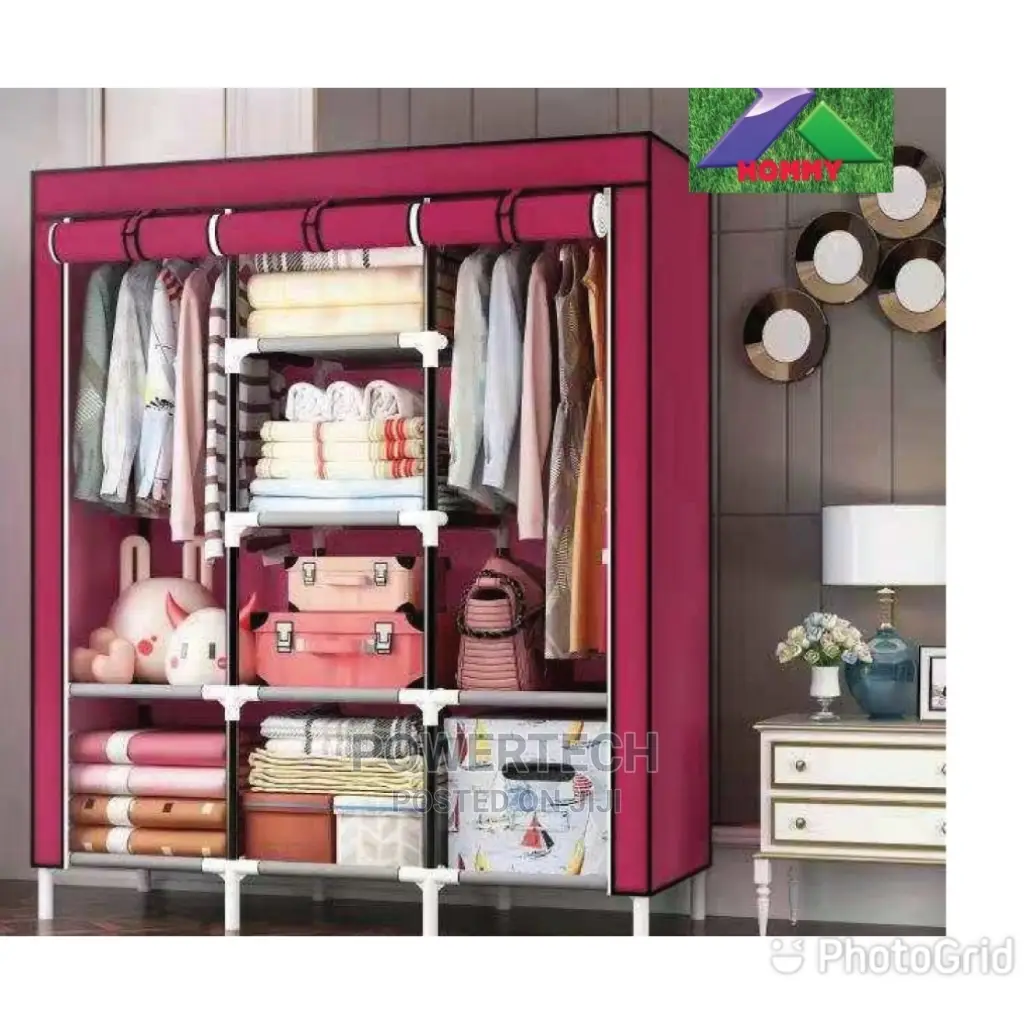 Portable Wardrobe 3 Column - Grey