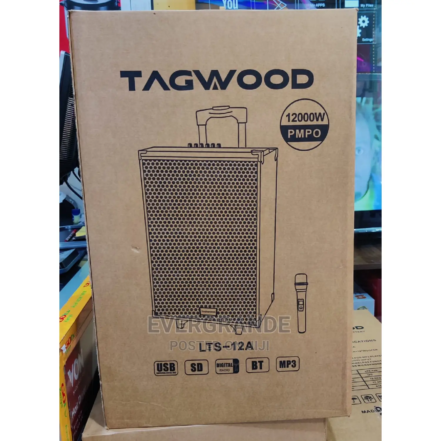 TAGWOOD Trolley Outdoor Speaker,-12000watts 12a Black