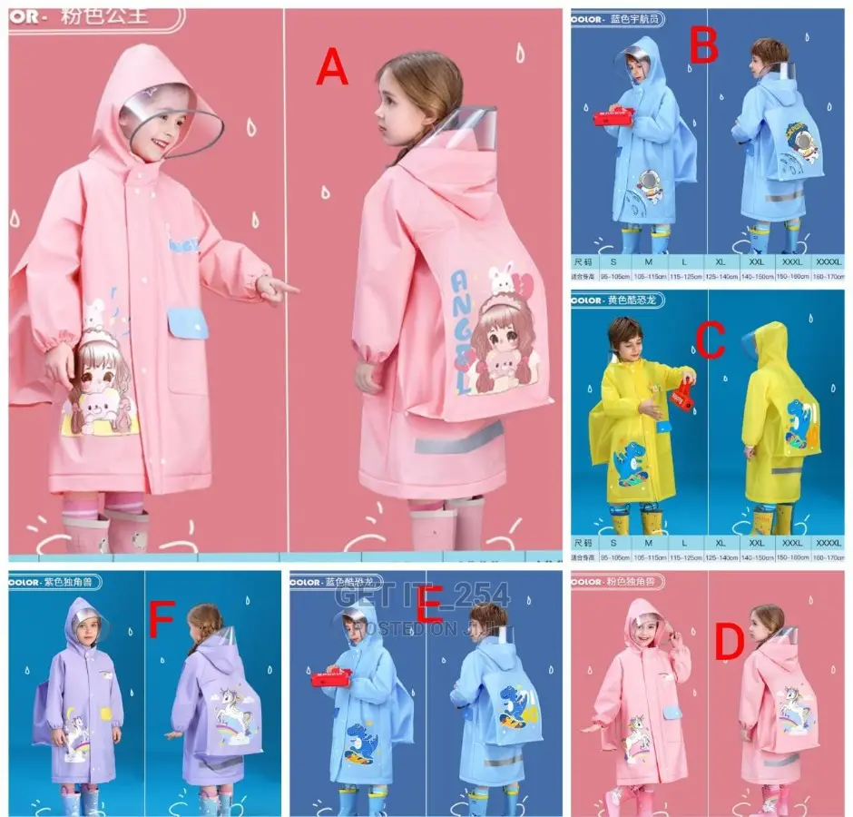 Unisex Kids Cartoon Themed Raincoat