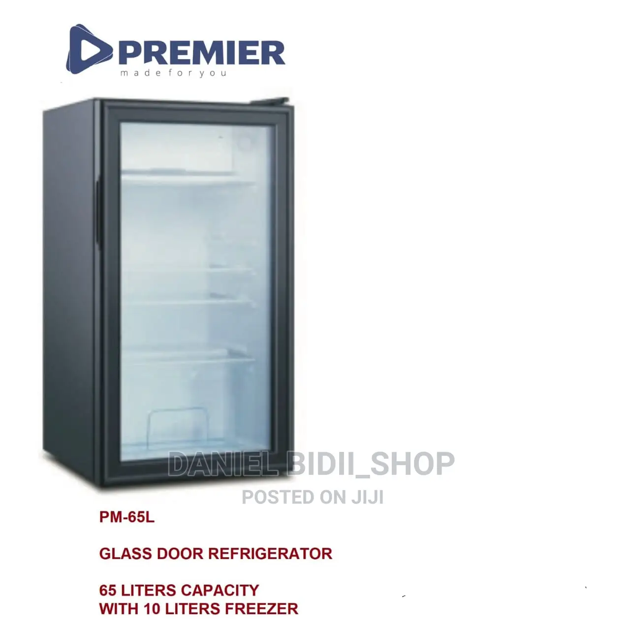 Premier PM-65L Glass Door Fridge With 10 Litres Freezer