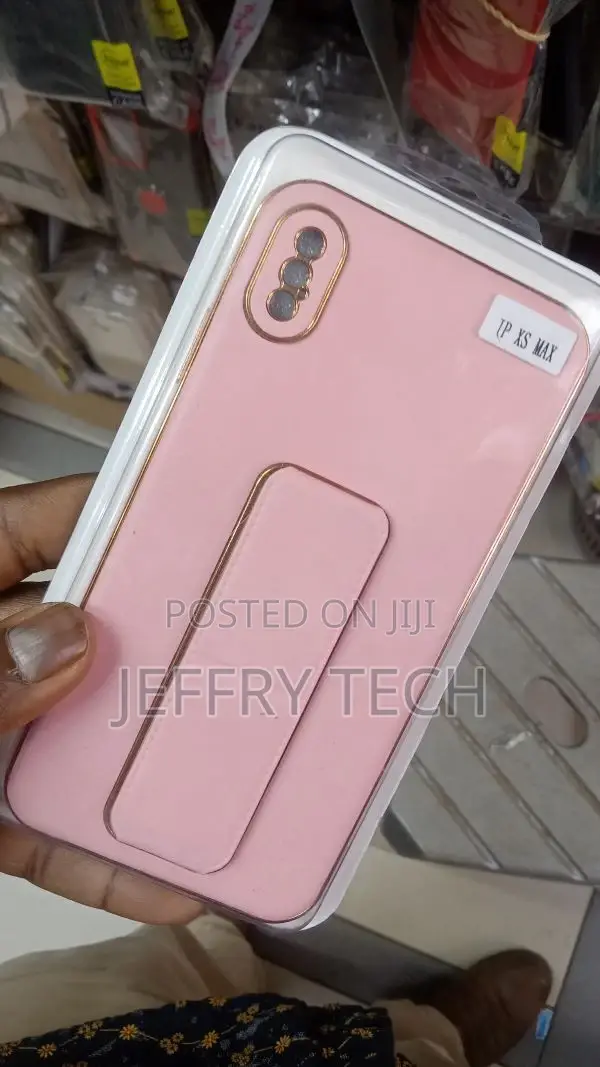iPhone Xs Max Magnetic Case With Stand Wrist Strap Pink