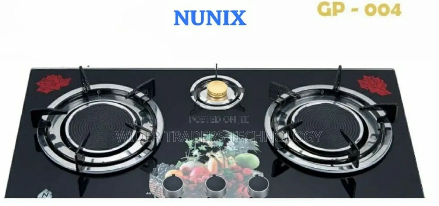 Nunix 3 Burner Glass Top,Low Gas Consumption
