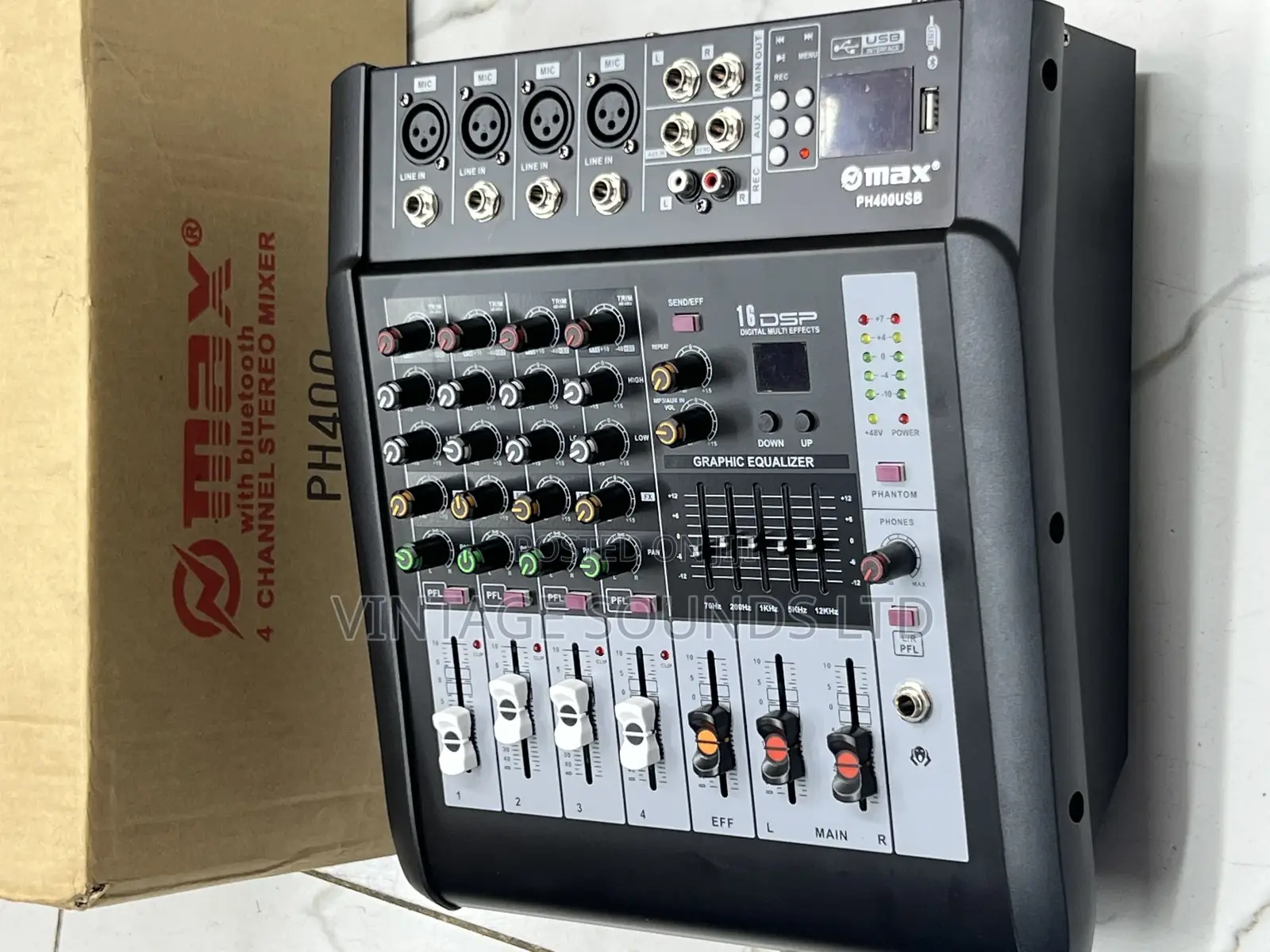Max 4 Channel Powered Mixer With Bluetooth and Usb