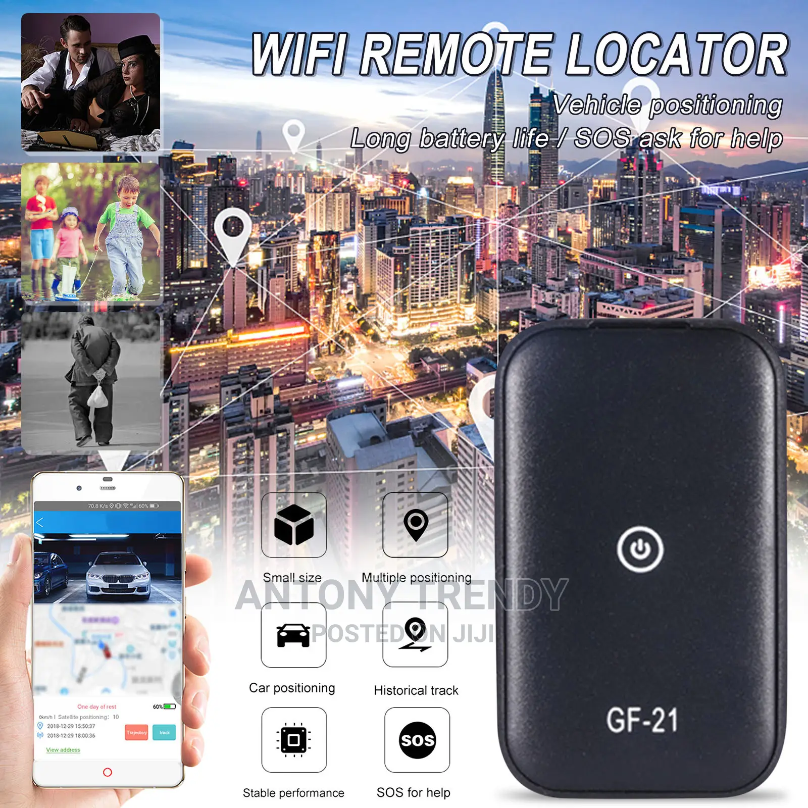 GF21 Mini GPS Tracker LBS Wifi Positioning SOS